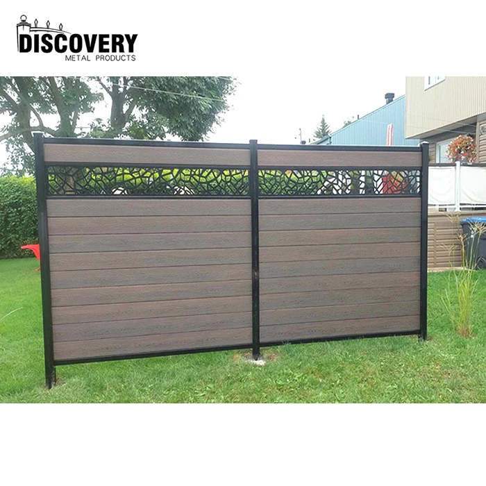 6ft  wood plastic composite privacy security horizontal wpc fence panels with metal posts