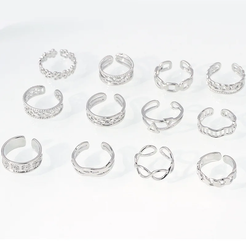 SC Wholesale Opening Adjustable Sandals Toe Rings Knuckle Tail Rings 18K Gold Plated Love Heart Leaf Flower Toe Rings for Women