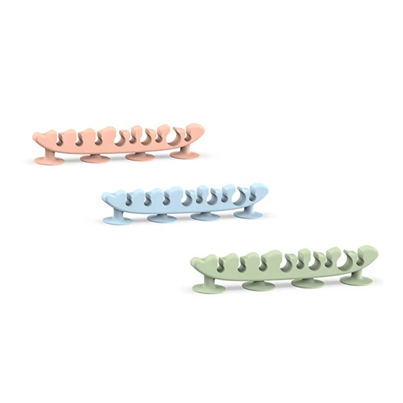 Wellfine Wall Mounted Self Absorption Silicone Cosmetic Brush Drying Rack Silicone Makeup Brush Holder Silicone Cable Organizer