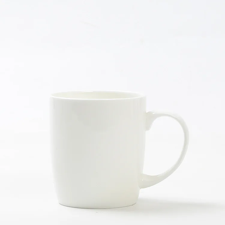 Double Open Model White Blank Fine Bone China Porcelain Round Coffee Mug Custom Logo Decal Print