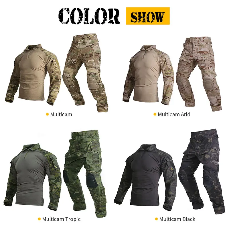 Emersongear G3 Camouflage Military Tactical Uniforms Multicam Outdoor Training Combat Army Tactical Shirts Pants Suit