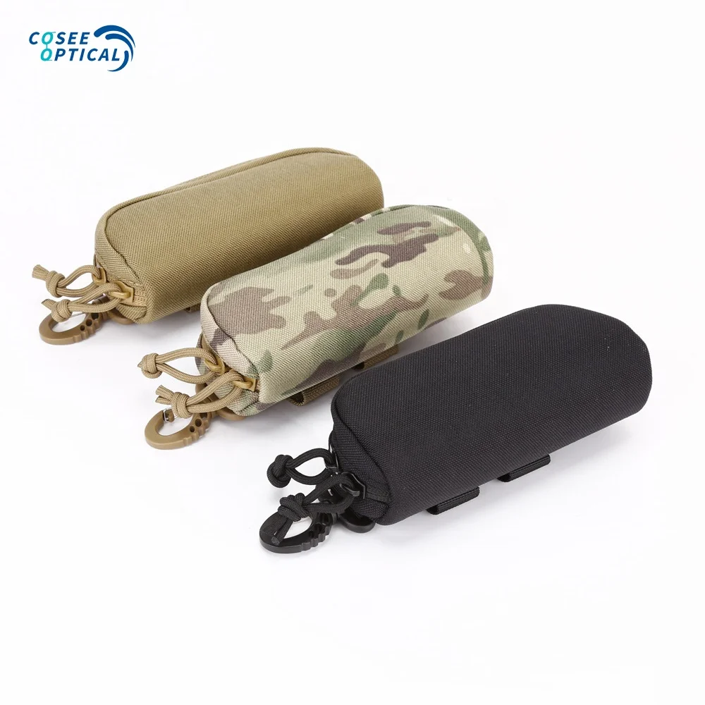Military Molle Tactical Eyeglass Case Army Style 1000D Nylon Zipper Sunglasses Carrying Bag with Clip