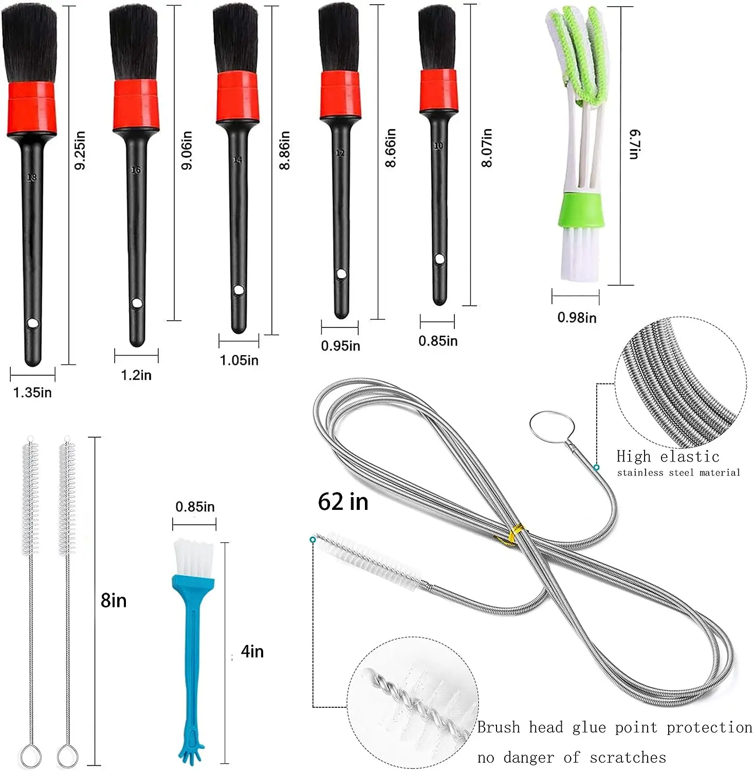 Car Detailing Brush Kit Car Brushes for Detailing Auto Detailing Brushes for Cleaning Wheels
