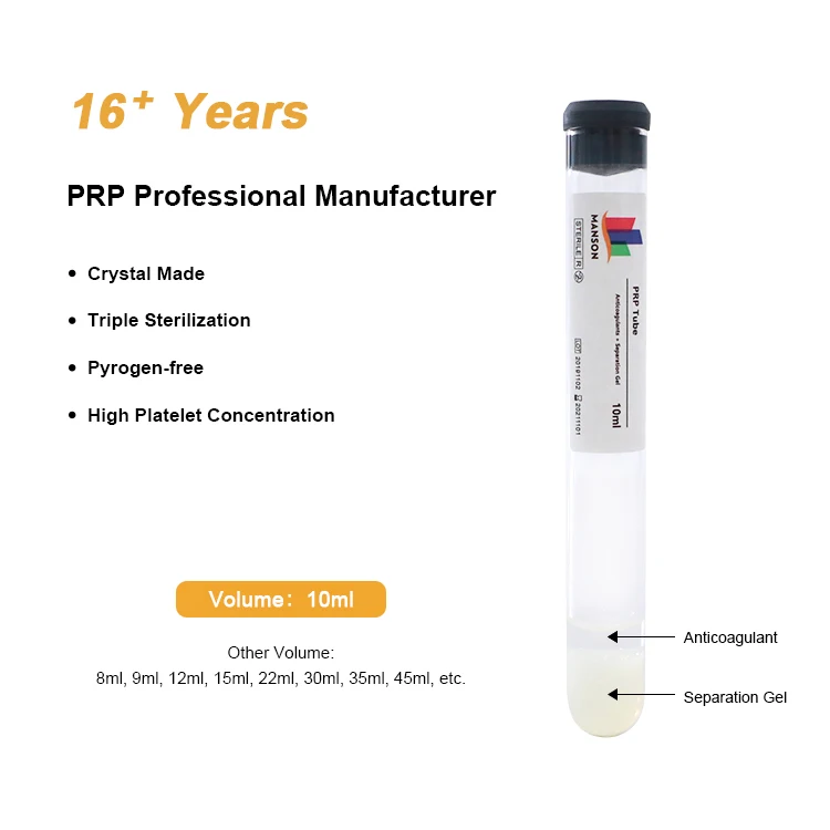 MANSON Blood Plasma Acd A Anticoagulant PRP Tube 9ml with Gel