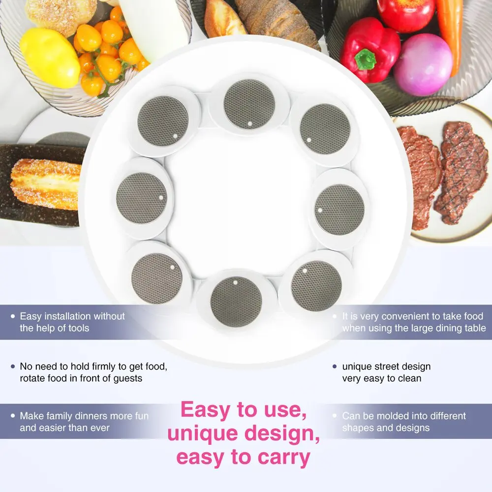 Portable Rotating Dining Table Tray Multi Functional Lazy Person Expandable Dining Table Turntable Circular Food Turntable