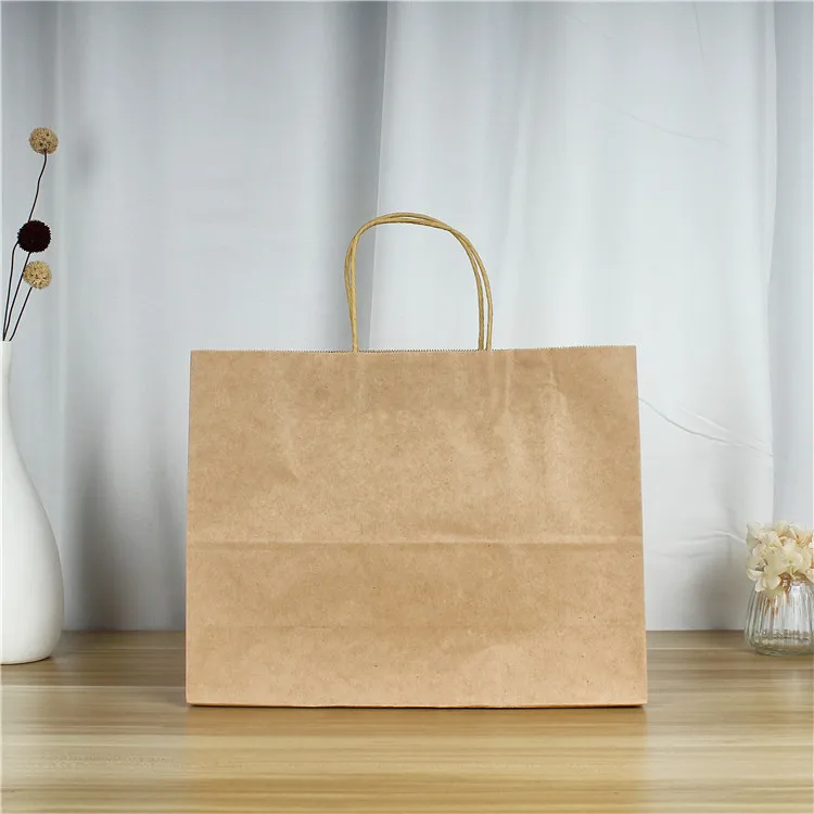 Food Packaging for Restaurant Brown Kraft Paper Bag With Twisted Handle in Difference Colors and Sizes