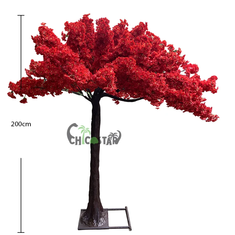 Indoor red artificial arch cherry blossom tree for wedding backdrop decorate