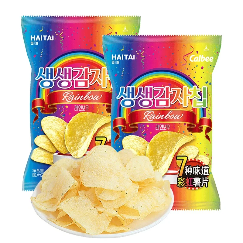 60g Imported Food Korean Calbees Rainbow Potato Chips Exotic Snacks 7 Flavors Chips