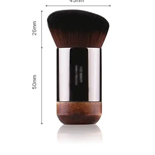 Luma Mini travel Natural Wood Buffing Portable Angled Flat Foundation Makeup Brush