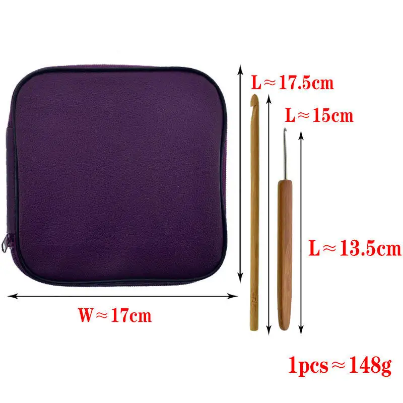 12pcs/set Knitting Needles Handle Bamboo Crochet Hooks Knitting Needles Set Weave Craft With Bag