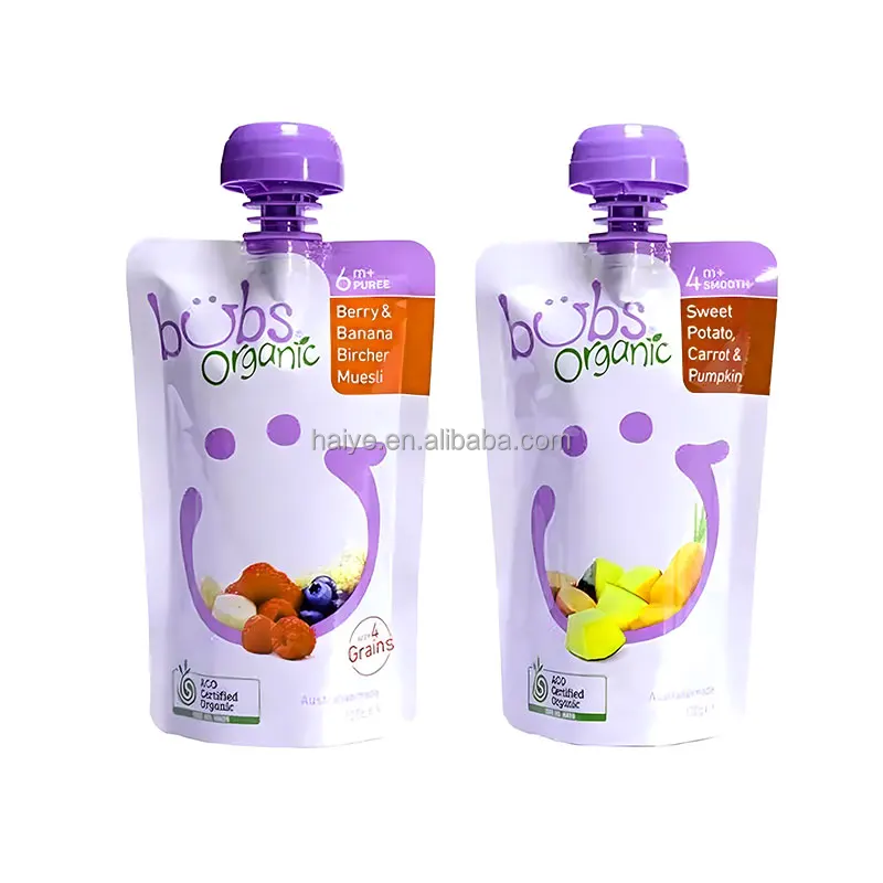 Custom Food Grade Retort Pouch Reusable Packaging Bag With Spout Juice Milk with Stand up Spout Pouch for Baby Food