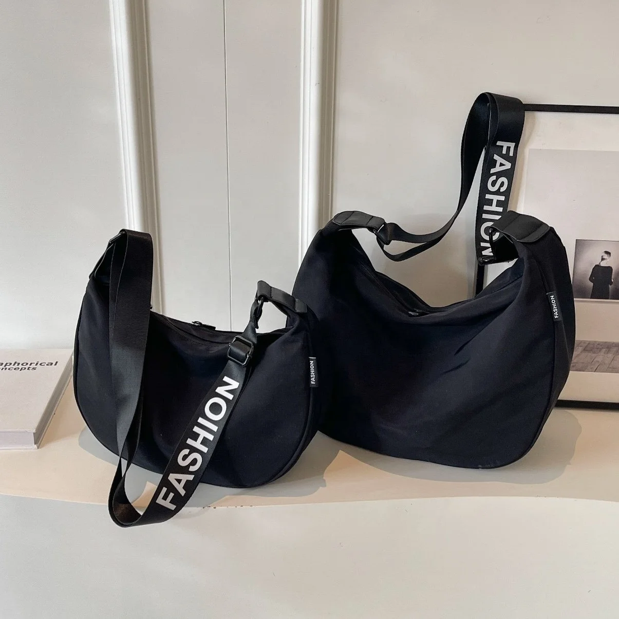 Solid Color Simple Large Capacity Fashion Sport Casual Shoulder Bag