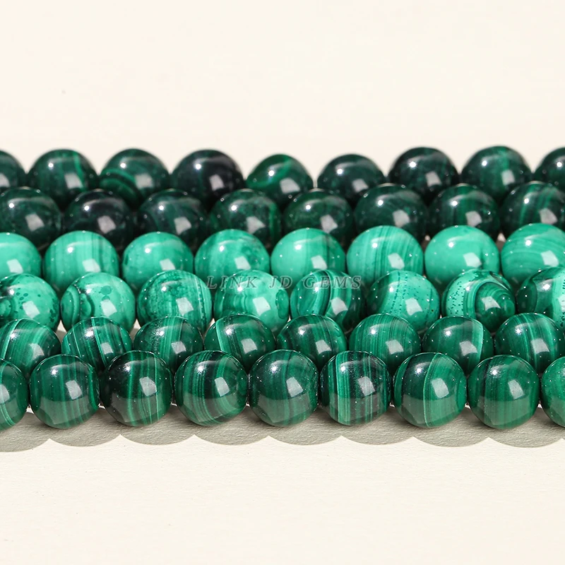 Wholesale 4-12mm Natural Genuine Stone Beads Green Malachite Round Peacock Gemstone Loose Beads For Jewelry Making