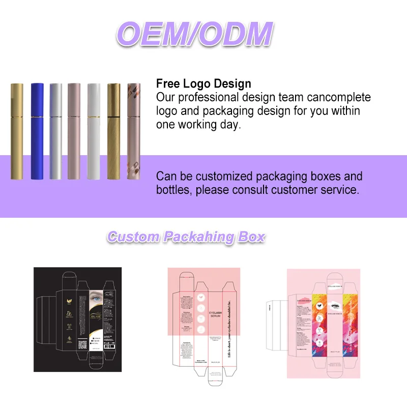 Private Label Makeup OEM ODM Eyelash Eyebrow Serum Brow Gel Waterproof Fiber High Quality Booster Transparent Mascara