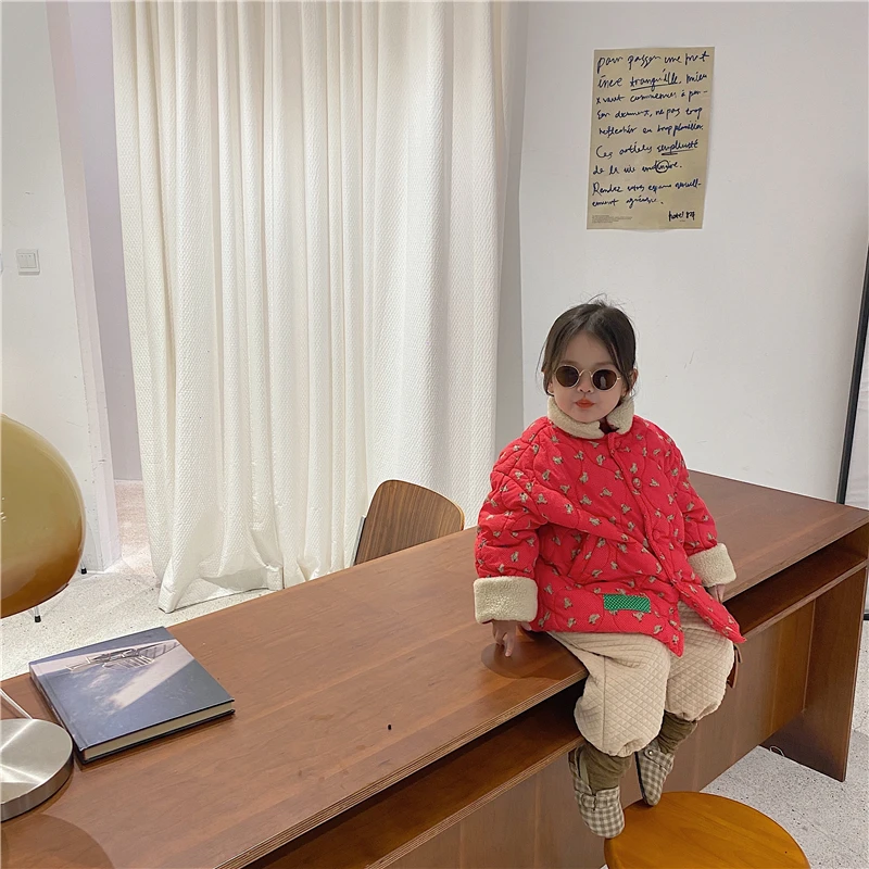 2021 New fashion Girl Cotton Jacket Thick Warm Kids christmas red outwear Winter Clothes Children Jacket for kids Boys Coat