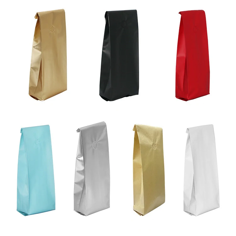 Custom Design 250G  500G 1 Pound  Resealable Aluminum Foil Coffee Beans Packaging Side Gusset Bags With Valve and Tin Tie