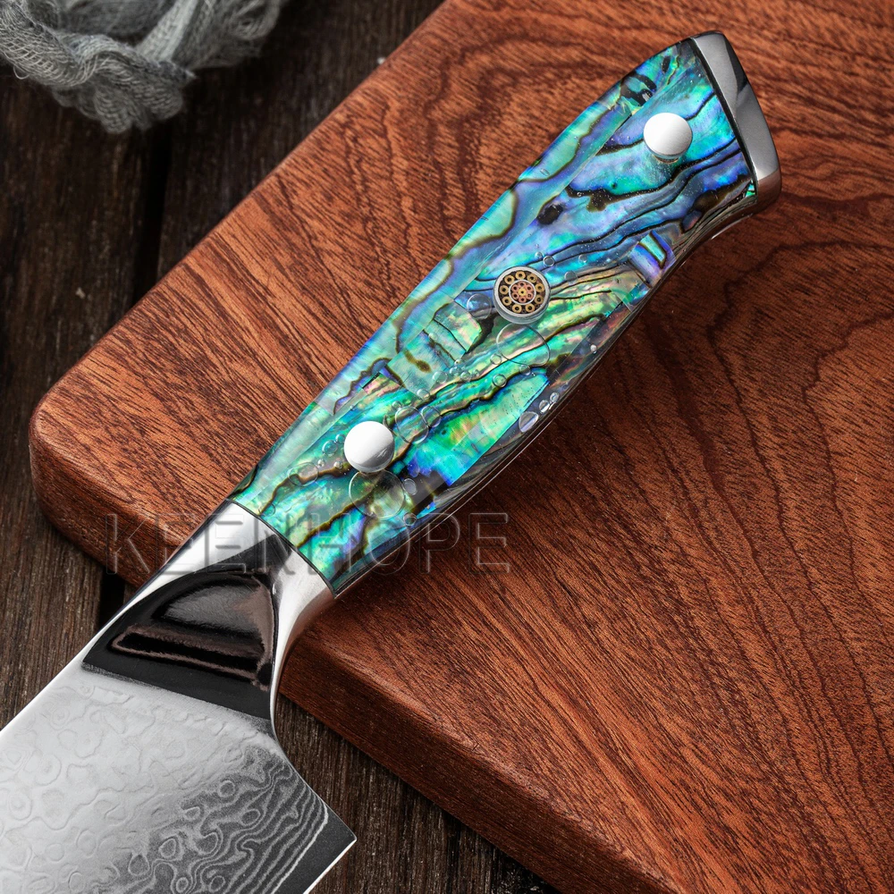 7-дюймовый нож Santoku дамасский кухонный для мясника с 67 слоями VG10 10Cr15CoMoV обвалочная ручка морского ушка 2 шт. MOQ