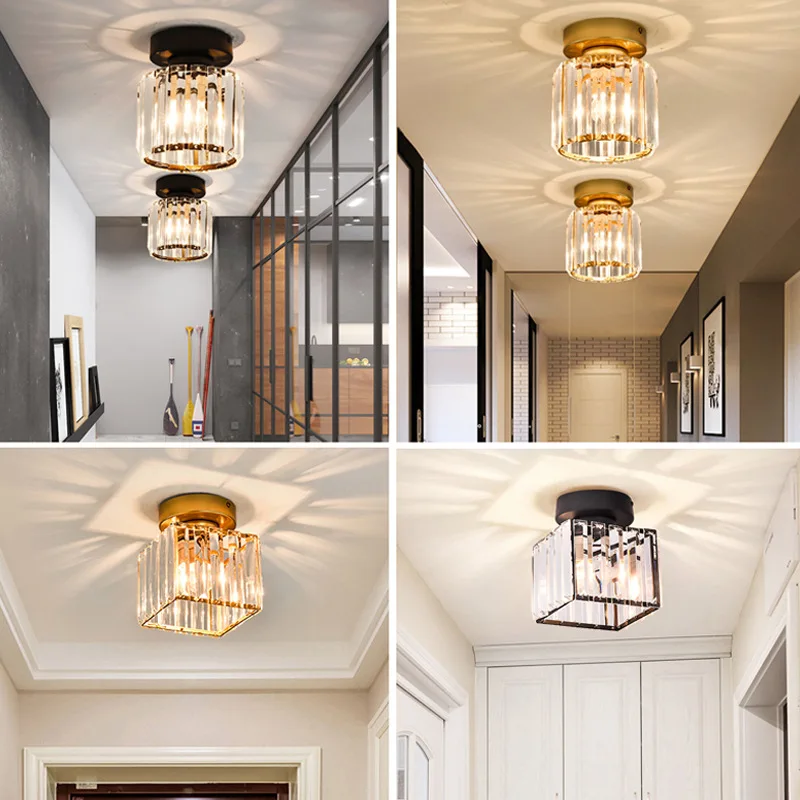 Modern Simple Nordic Crystal Ceiling Light Luxury Entrance Hall Light Creative Aisle Corridor Balcony Small Ceiling Lamp LED 90