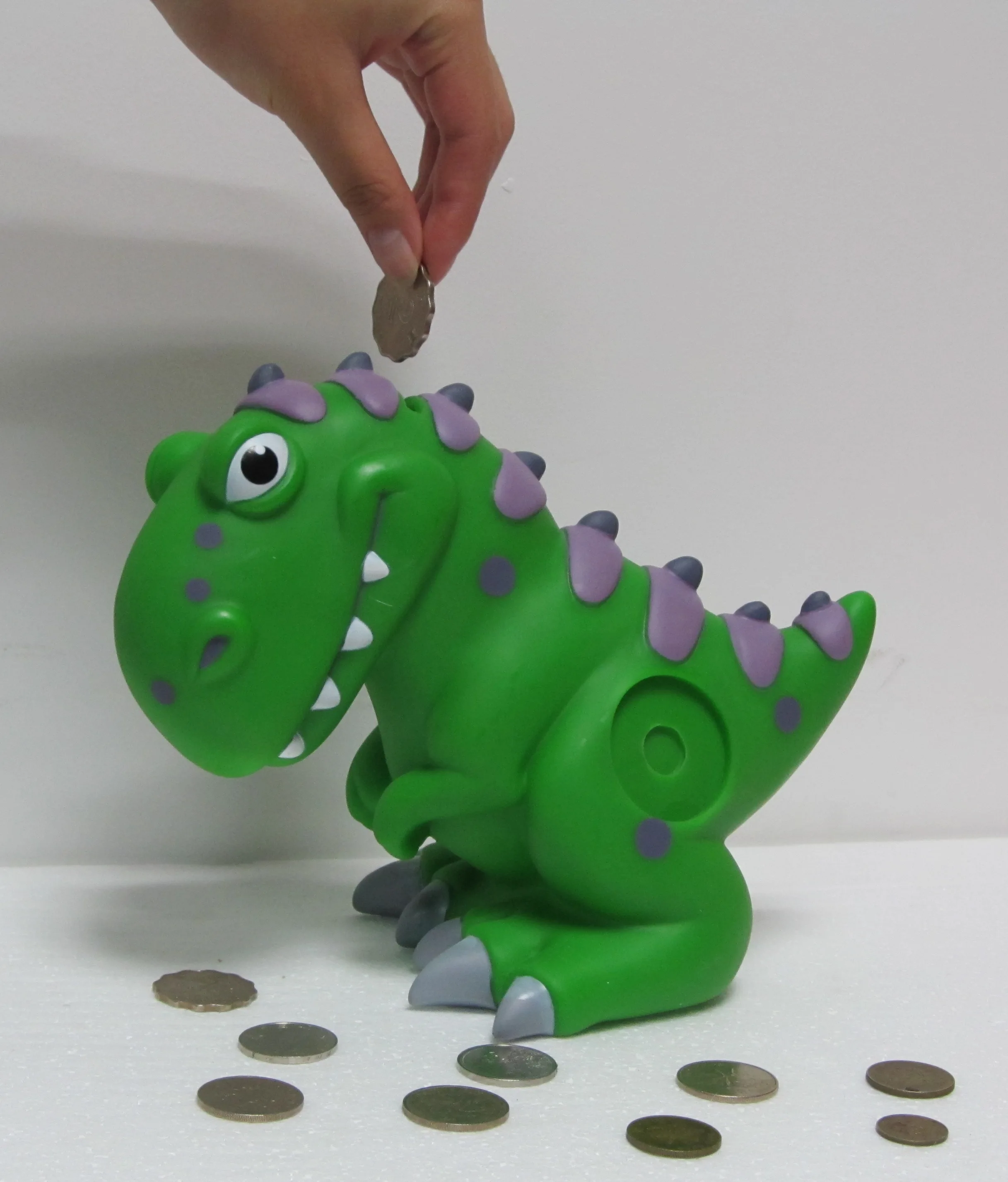 Authored Dinosaur Cartoon Character PVC Vinyl Piggy Bank Coin Bank Toy for Kids Bear Shape Made of eco-friendly PVC
