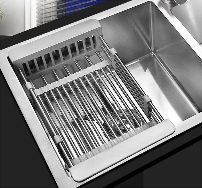 Stainless Steel Sink Drain Rack Storage Retractable Shelf Kitchen Sinks Organizer Fruit Dish Holder Basket Kitchen Accessories