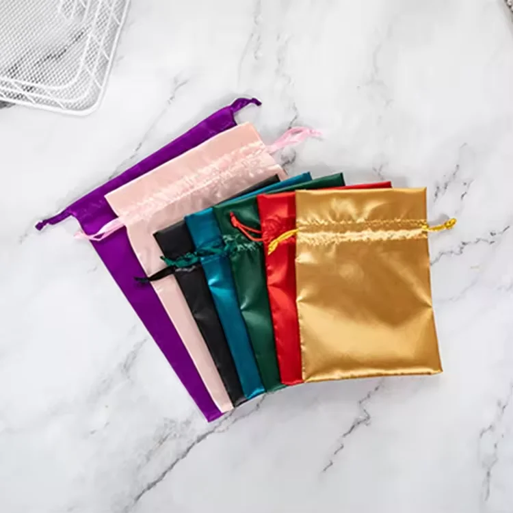Fashion Wholesale Luxury Satin Jewelry Pouch With Logo Print Customization Best Selling Satin Bag for gift packaging
