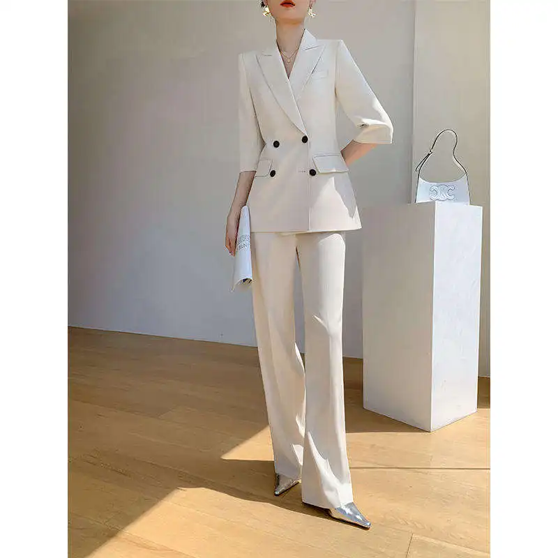 Women Autumn New Arrivals Ladies Elegant Solid Color Suits Set For Women Coat And Pants Set Business Suits