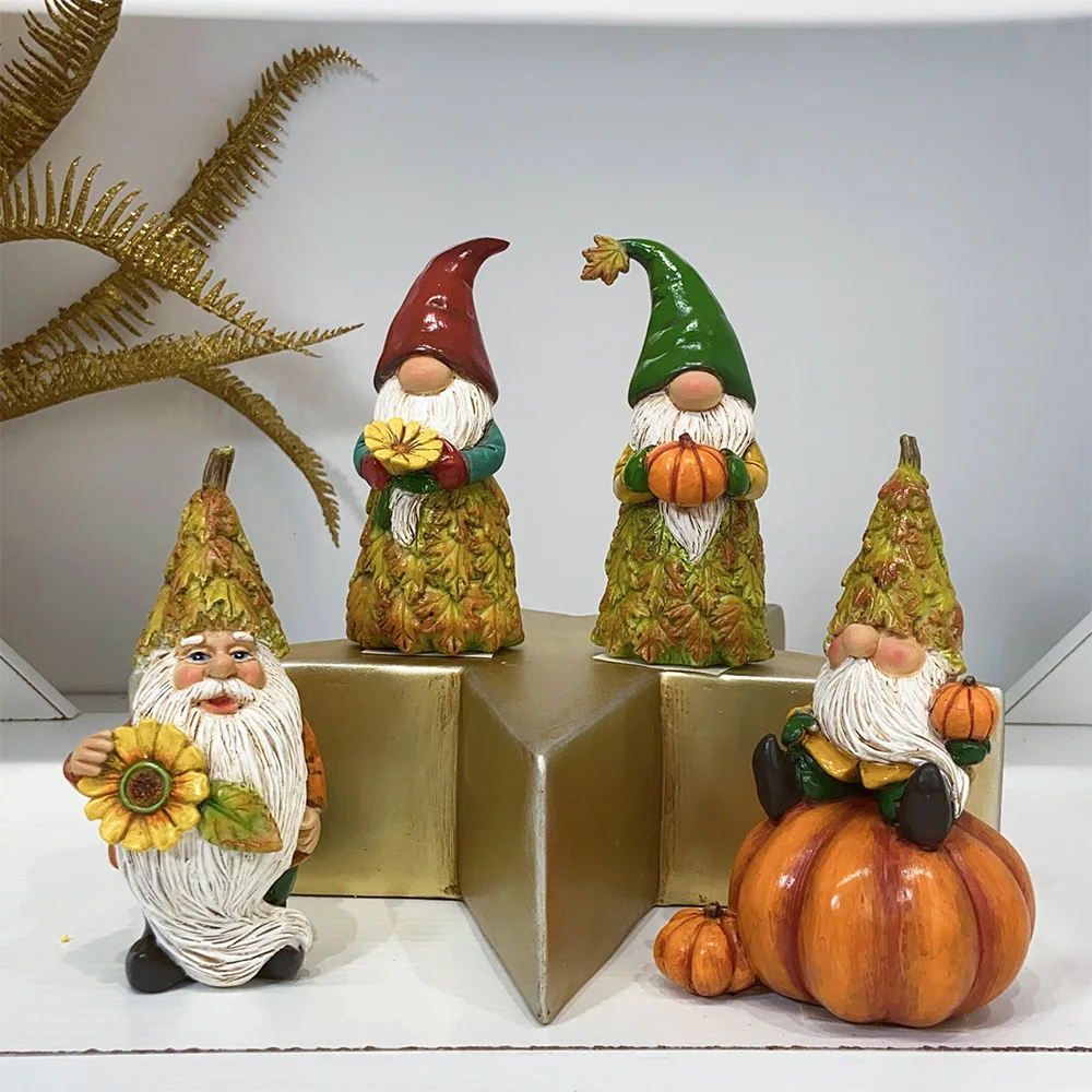 Custom funny garden Gnomes resin mold autumn dwarf with fox outdoor decoration poly resin gnomes with mushroom