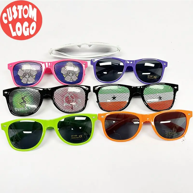 Cheap Eyewear Custom Logo Sunglasses Wholesale Vintage Square Pinhole Sticker Sunglasses Sunglass Pinhole Printing Logo
