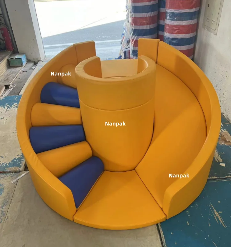 Beautiful nude grey white indoor equipment Circular stairs slide soft play equipment kids soft play for kid birthday event party