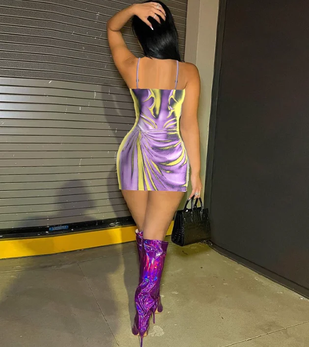 Sexy Club Night Wear Bodycon Short Dresses For Women 2023 Fashion Sleeveless Sling 3D Body Shape Print Slim Mini Dress Summer