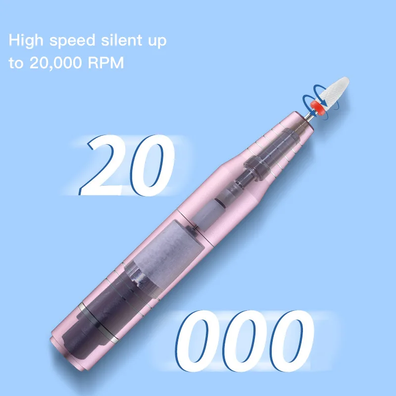 Портативная USB-ручка для ногтей 20000 об./мин. высокоскоростная Бесшумная электрическая дрель маникюра педикюра инструмент удаления мозолей