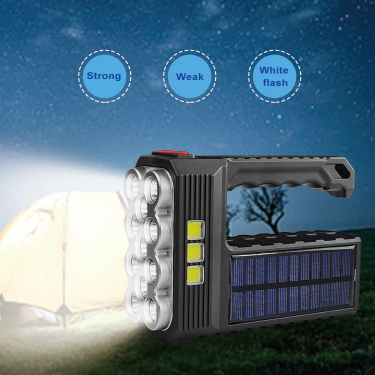 USB  rechargeable  lantern portable solar powered 11 LED lights source flashlamp with COB side light  torch