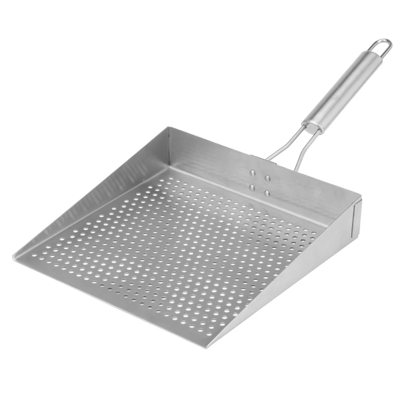 New good quality folding handle stainless steel perforated pizza shovel tool spatula pizza peel