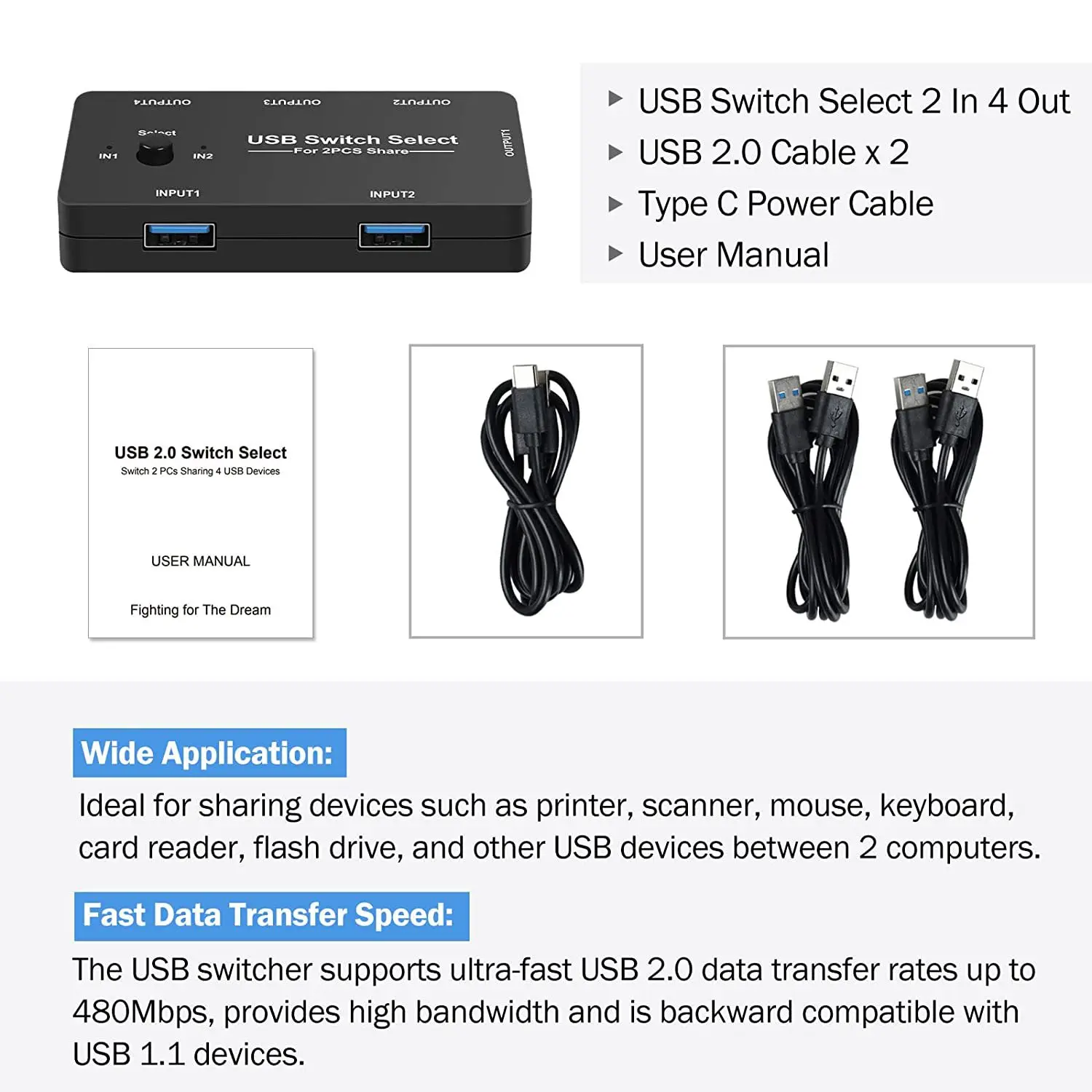 2 в 4 выхода USB 0 KVM Переключатель Селектор адаптер периферийный концентратор для компьютеров мышь сканер