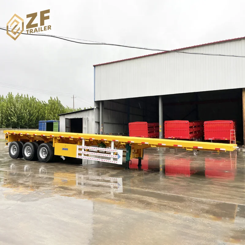 New 4 axle 40 feet Terminal transportation Used Flatbed Container Truck Trailers For Sale