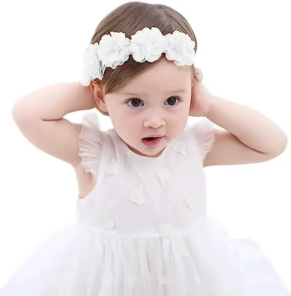 European American Baby Hair Accessories Floral Headbands Birthday Party Solid Color Fashion Sweet Baby Flower Headband Hairband