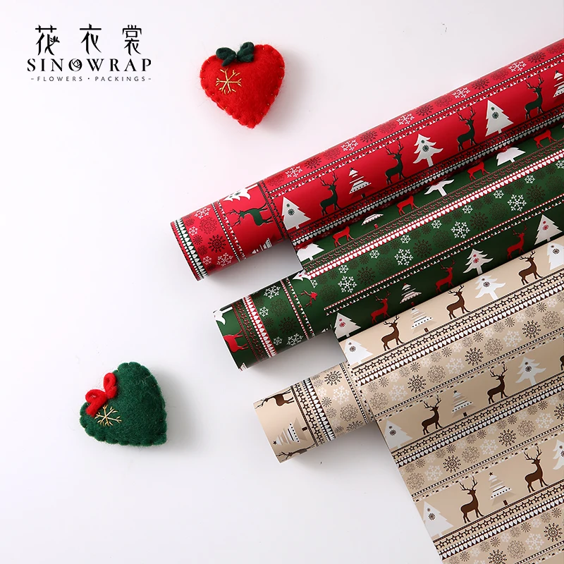 Multi color printing Merry Christmas  flower wrapping paper