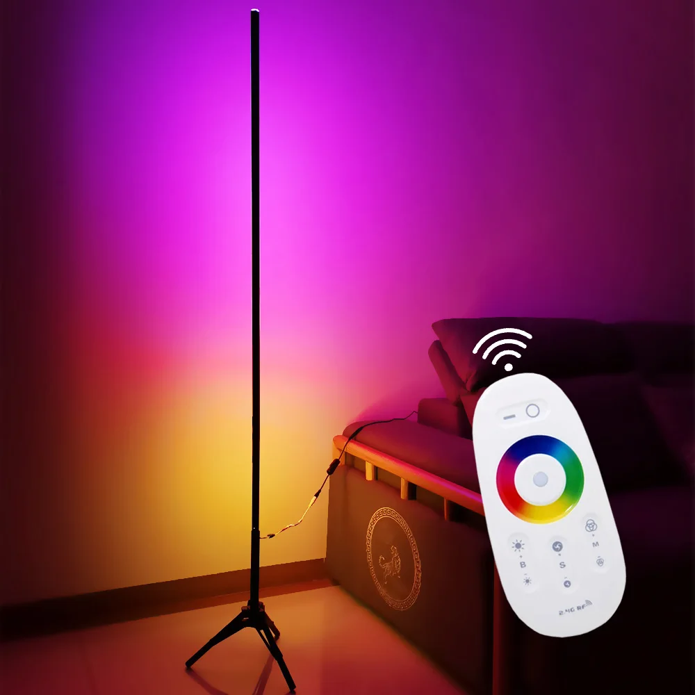 Dropshipping Nordic Modern Remote Controlled LED Light RGB Tripod Corner Floor Lamp For Living Room