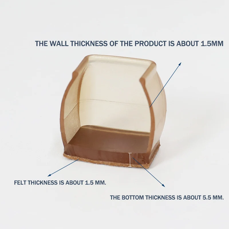 Chair Leg Floor Protectors for Hardwood Floors Silicone Chair Caps Covers Furniture Pads Sliders w/ Wrapped Felt Bottom