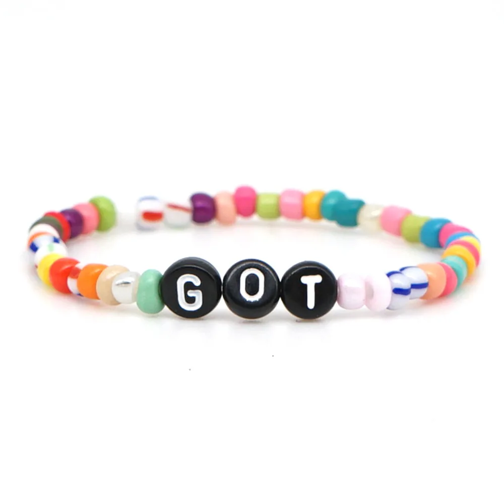 Woven Colorful Collection Engravable Acrylic Letters Bracelets  Boho Ethnic Bracelet for Women