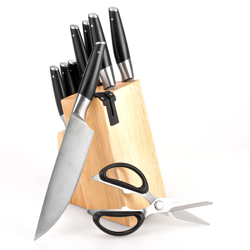 Новая классическая серия 5Cr15 набор кухонных ножей из нержавеющей стали со встроенной точилкой с деревянным блоком