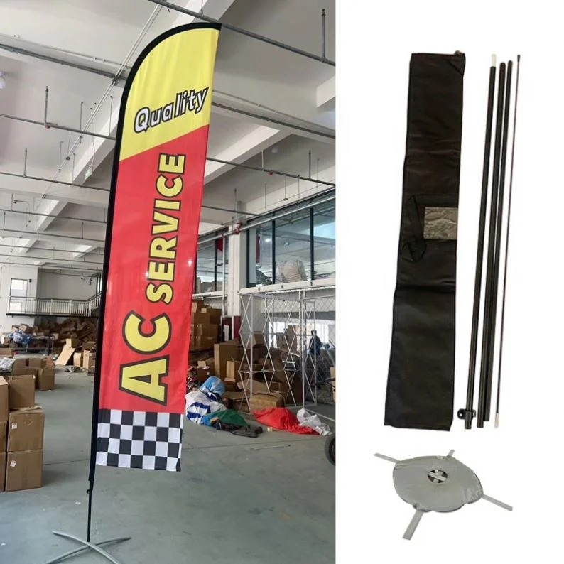 Factory Advertising Tear Drop Flying Feather Flag Custom  Beach Flag  Banners & Display Accessories With Pole Base Spike Stand