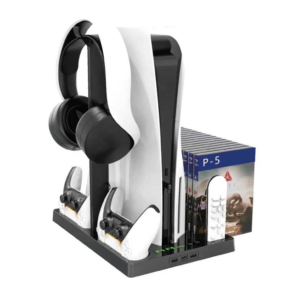 
OIVO IV-P5246 Multi-functional Vertical Charger stand with Cooling Fan and Heaphone Stand for Playstation 5 PS5 