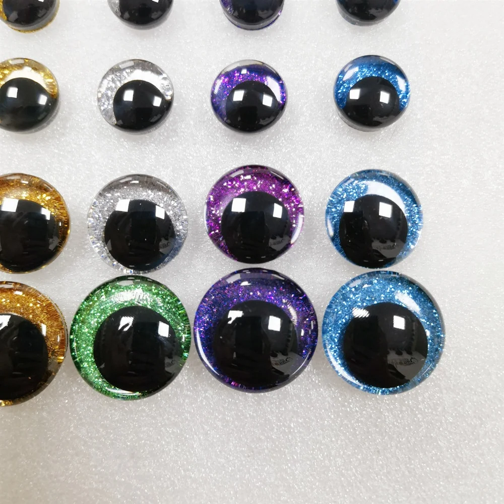 25mm 30mm 3D Glitter Safety Eye Amigurumi Off Center Pupil Crochet Plastic Safety Eyes For Soft Toys Dolls