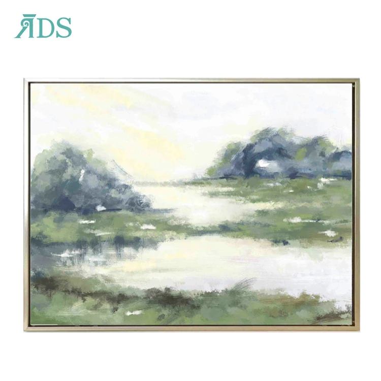 Rectangular Wall Painting With Frame Mountain and River Art Natural Beauty Scenery