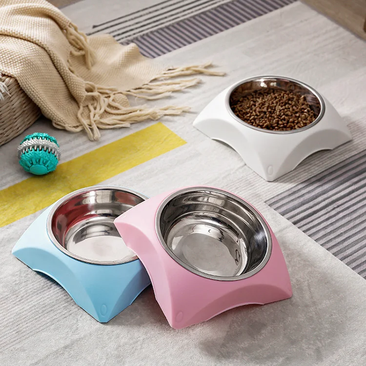 Elevated Stainless Steel Pet Bowls Raised Stand Neat Dish Pet Food Feeder Slanted Pet Bowls for Cats and Dogs
