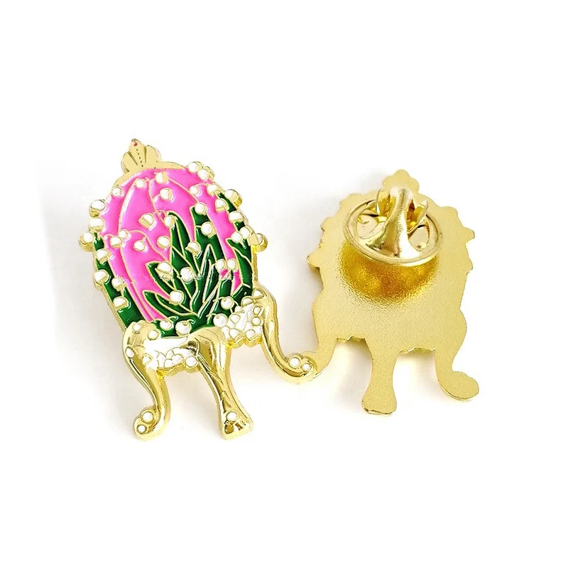 Эмалированная блестящая золотая 3D металлическая брошь