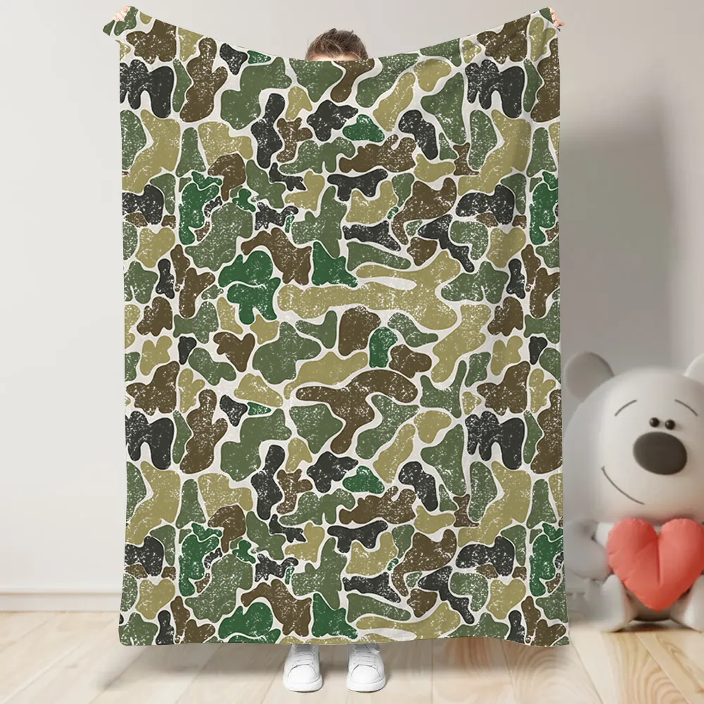 New 150 * 200 CM Flannel Distressed Camouflage Hunting Retro Camo Blanket