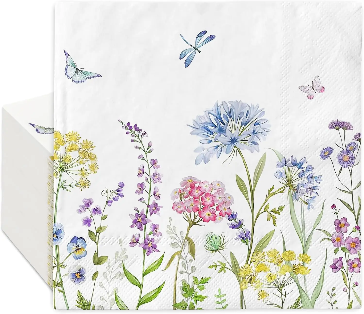 Floral Paper Napkin Watercolor Pastel Flower Butterfly Luncheon Napkin  Dinner Hand Napkin for Wedding Baby Bridal Shower