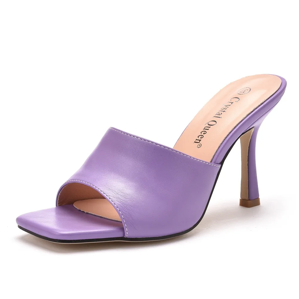 Square Toe Outer Wear Flip Flops Heeled Women Shoes Triangle Wedges Sandals Thick Summer Sandals Open Toe High Heel Slippers